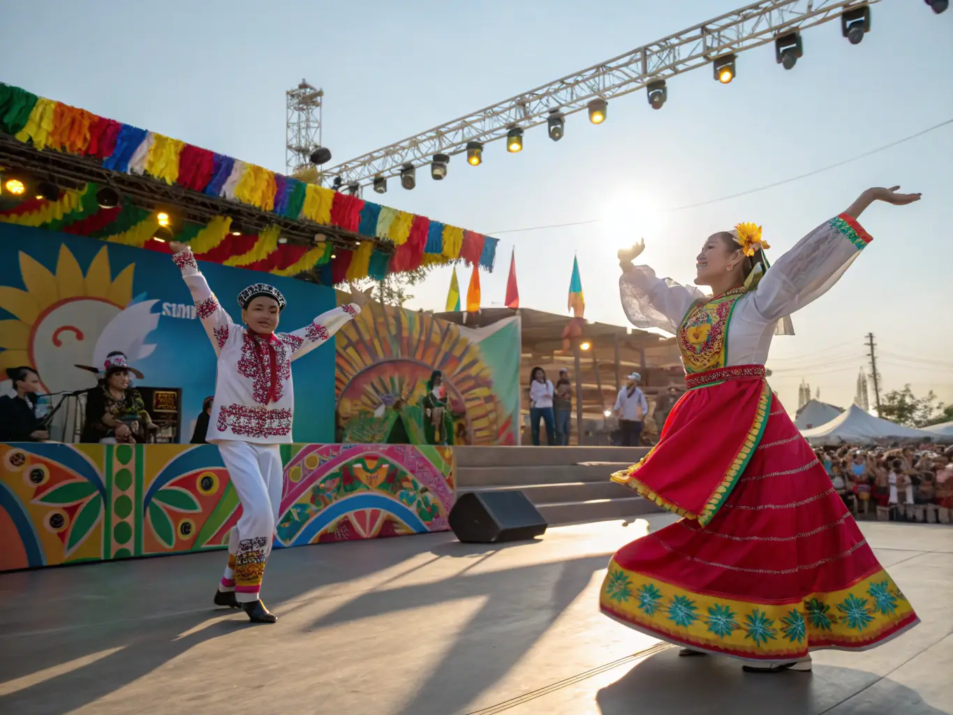 A dynamic image capturing a lively scene from one of the cultural festivals organized by CTE ORGANIS COORD FESTIVITES VILLE TULLE, featuring music, dance, and community participation.