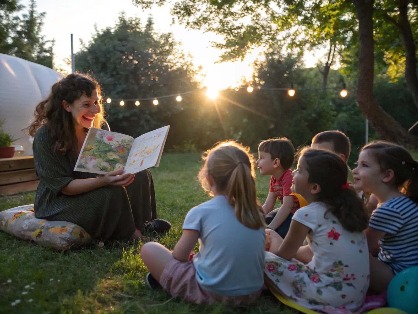 A photograph capturing the excitement of children participating in a storytelling session during the 'Lire à Tulle' event, emphasizing the importance of literacy and cultural education.