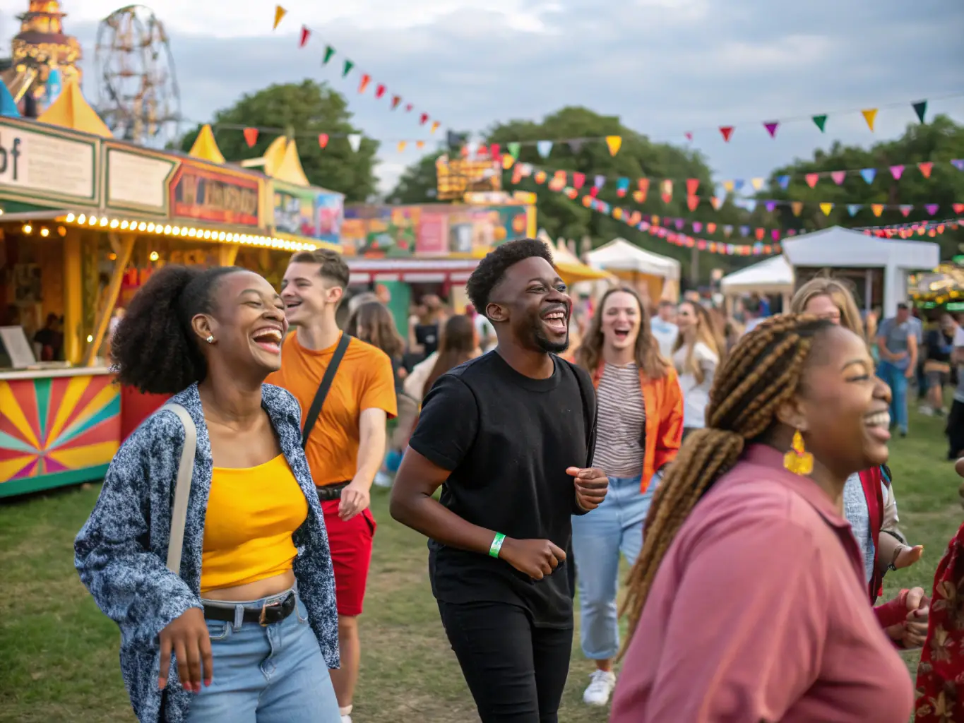 A photograph capturing a diverse group of people participating in a traditional dance during the 'Fête de la Musique' in Tulle, showcasing the vibrant cultural exchange and community spirit.